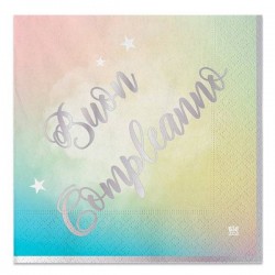 TOVAGLIOLI 33x33 BUON COMPLEANNO SOFT RAINBOW 20pz