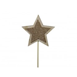 STICK STELLA LEGNO ORO 8cm 8pz