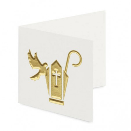 BIGLIETTINO BOMBONIERA 45x40mm CRESIMA COLOMBA ORO 14pz 17470C