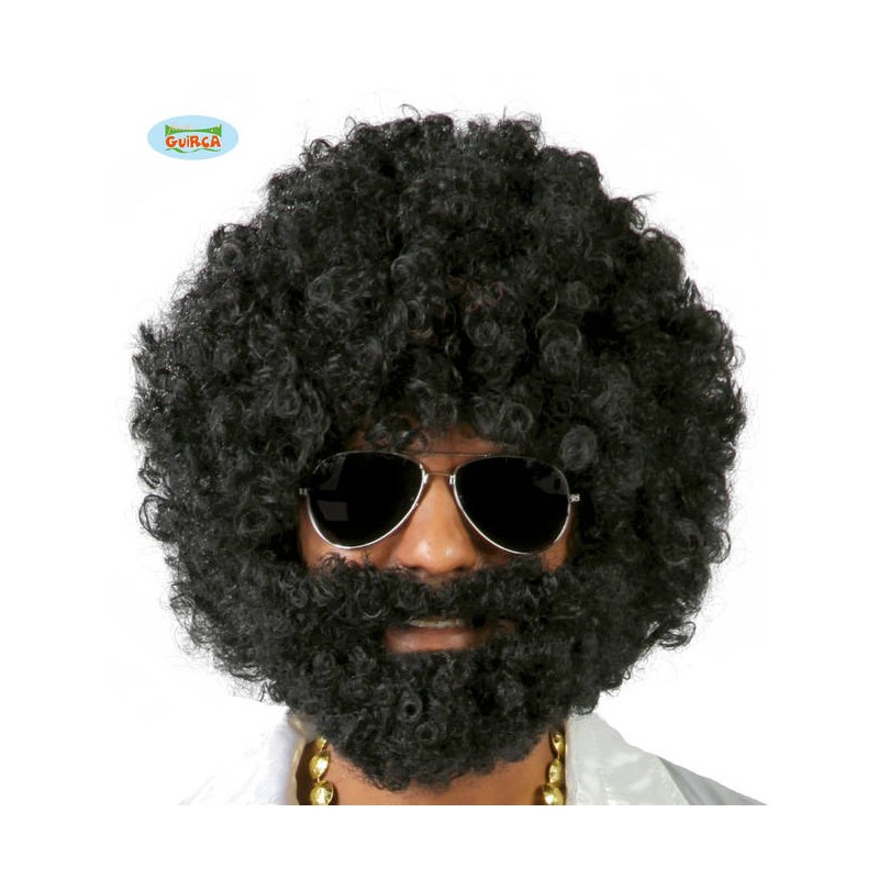 PARRUCCA AFRO CON BARBA NERA