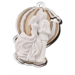 APPLICAZIONE SPOSI MONGOLFIERA ARGENTO H.6,5cm 12pz