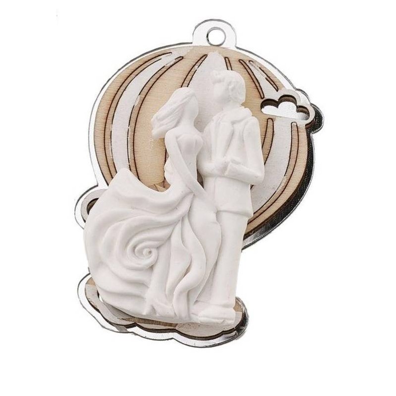 APPLICAZIONE SPOSI MONGOLFIERA ARGENTO H.6,5cm 12pz