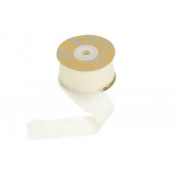 NASTRO SETA CON FRANGIA mm40x15mt PANNA BAR