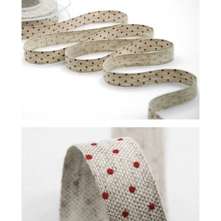 NASTRO LINO CANAPA mm16x10mt POIS ROSSI COL.31