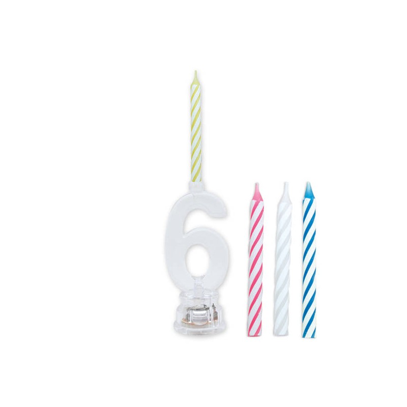 CANDELINA NUMERO PLASTICA C/LED COLOR N°6