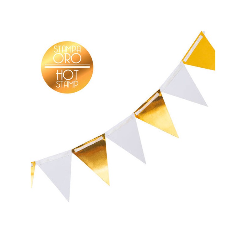 FESTONE BANDIERINE BIANCO/ORO 3mt