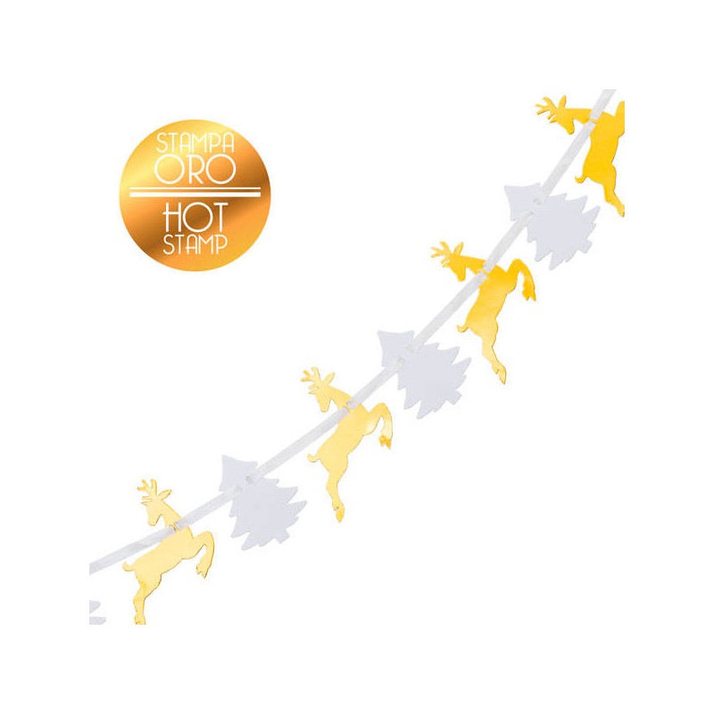 FESTONE ALBERO BIANCO /RENNA ORO 3mt