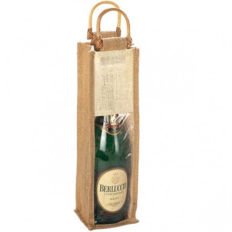 BORSA JUTA NATURALE 1 BOTTIGLIA C/FIN 10,5x10,5x39cm M/BAMBOO