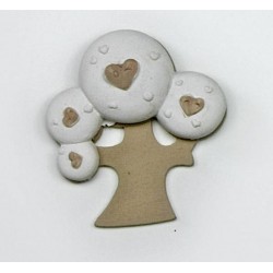 DECORAZIONE ALBERO CUORI BEIGE GESSO E LEGNO 12pz