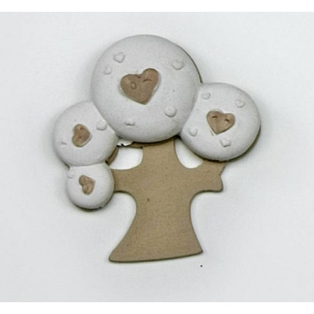 DECORAZIONE ALBERO CUORI BEIGE GESSO E LEGNO 12pz