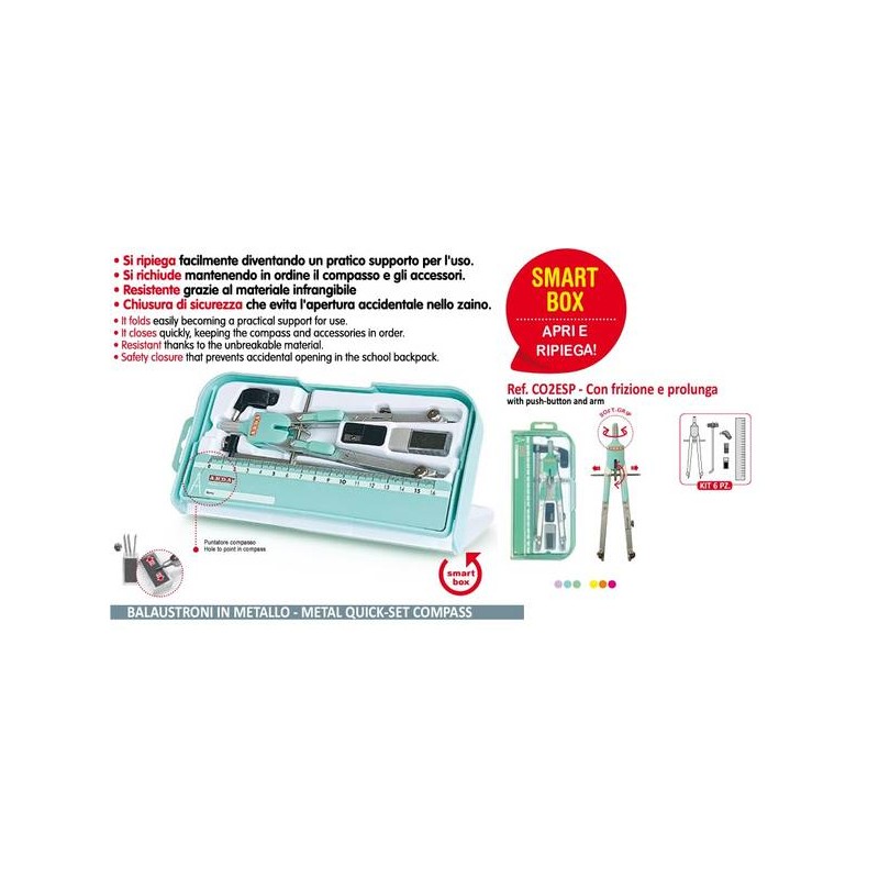 BALAUSTRONE CON FRIZIONE E PROLUNGA KIT 6pz SMART BOX PASTEL ARDA