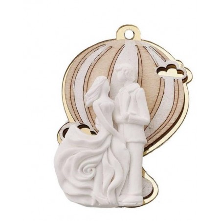 APPLICAZIONE SPOSI MONGOLFIERA ORO H.6,5cm 12pz