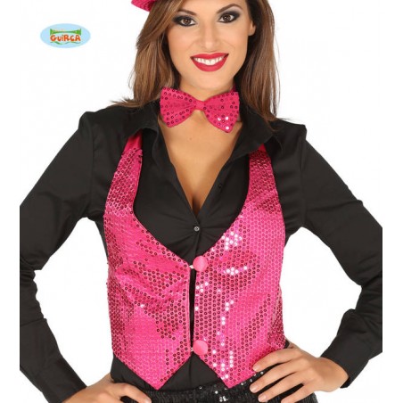 GILET DONNA PAILLETTES FUCSIA