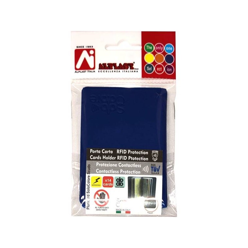 PORTACARD A LIBRO SCUDO - 14 TASCHE SOLOCOLORE COLLECTION PROTECTION R-FID
