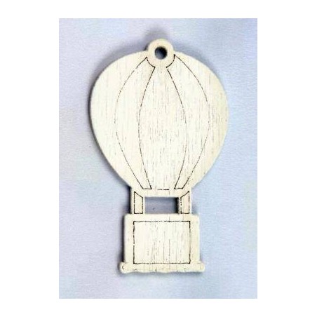 APPLICAZIONE LEGNO MONGOLFIERA 2,5x4cm BIANCA 12pz