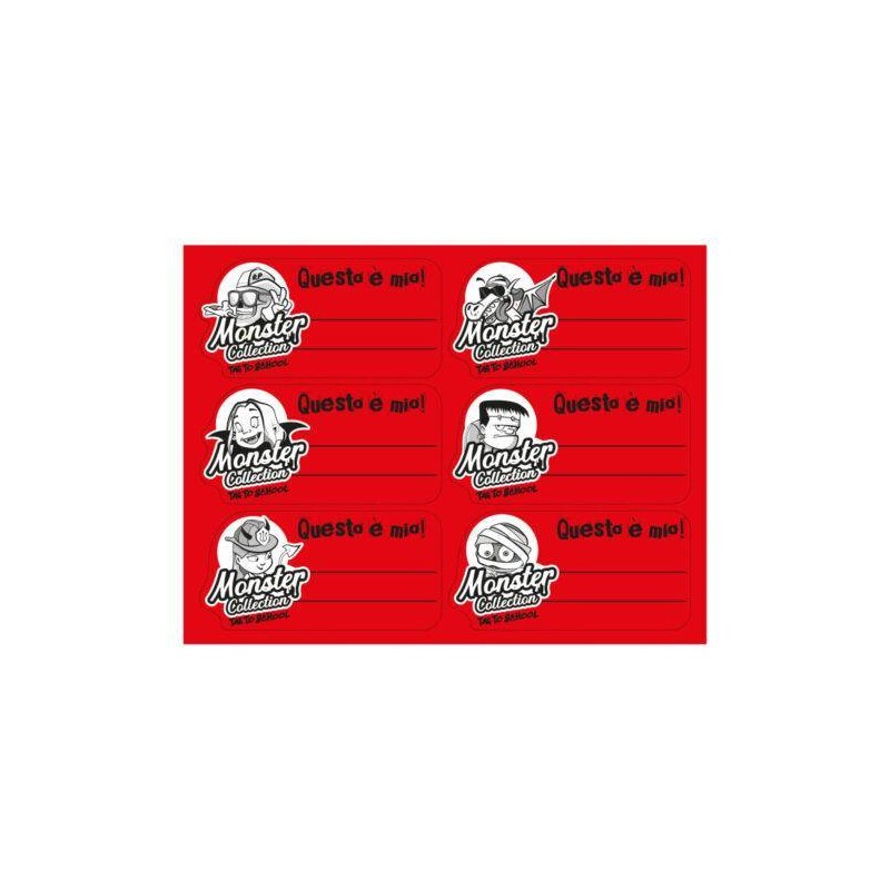 BUSTA ETICHETTE TAG TO SCHOOL 70x37mm ROSSO FLUO 36pz