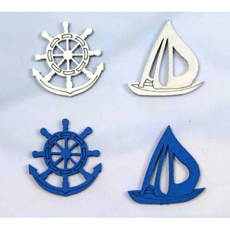 DECORAZIONE LEGNO MARE BIANCO/BLU ASS.TA 12pz