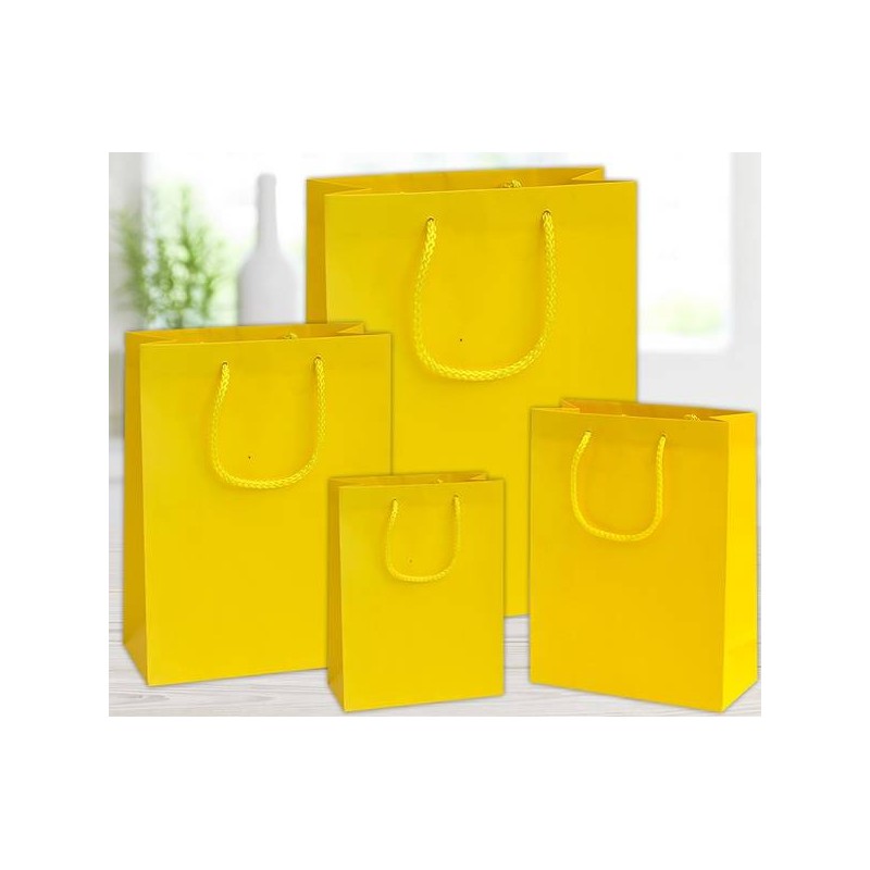 SHOPPER IN CARTA PLASTIFICATA OPACA 22x10x29cm GIALLA