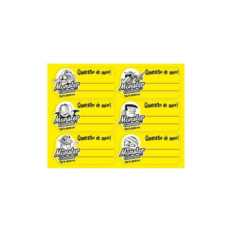 BUSTA ETICHETTE TAG TO SCHOOL 70x37mm GIALLO FLUO 36pz