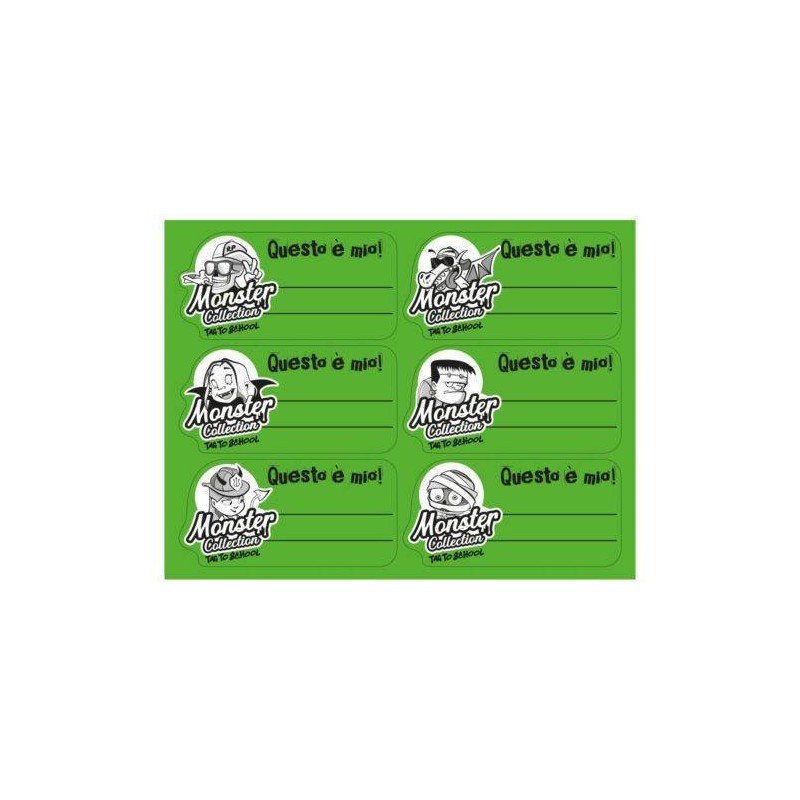 BUSTA ETICHETTE TAG TO SCHOOL 70x37mm VERDE FLUO 36pz