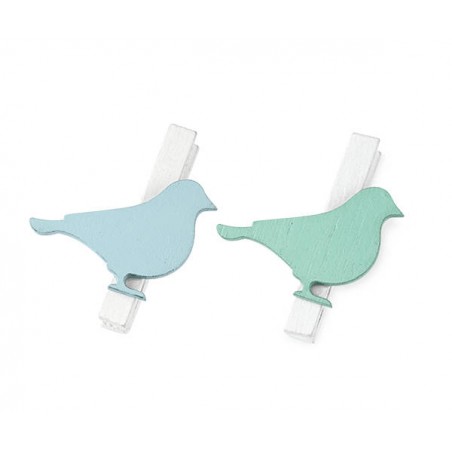 MOLLETTE UCCELLINI AZZURRO/VERDE 6pz