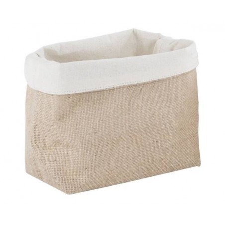 CESTINO MORBIDO DI JUTA E COTONE 18x18x10cm NATURALE
