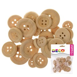 BOTTONI IN LEGNO ASS.TI 30pz NATURALE