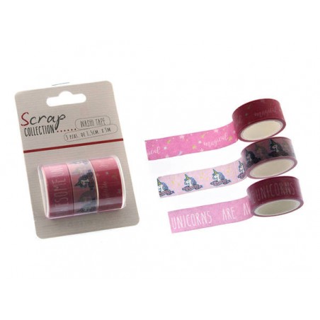 WASHI TAPE UNICORNI cm1,5x3mt 3pz