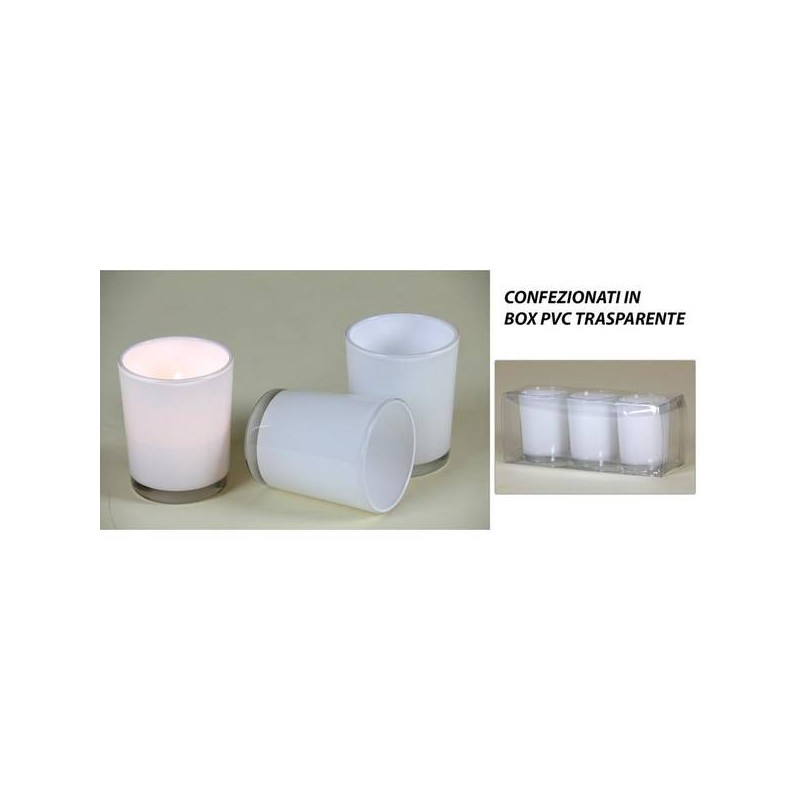 PORTA TEALIGHT VETRO BIANCO ø5,5x6,5 3pz