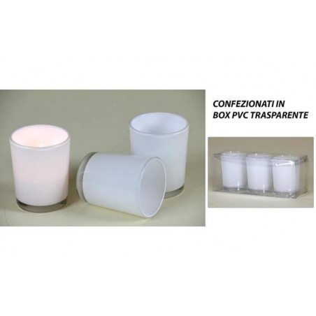 PORTA TEALIGHT VETRO BIANCO ø5,5x6,5 3pz