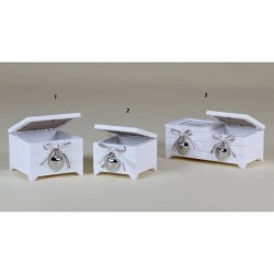 COFANETTO LEGNO P.TA GIOIE RETTANG. BIANCO C/CUORE 2 SCOMPARTI 20x10x8cm