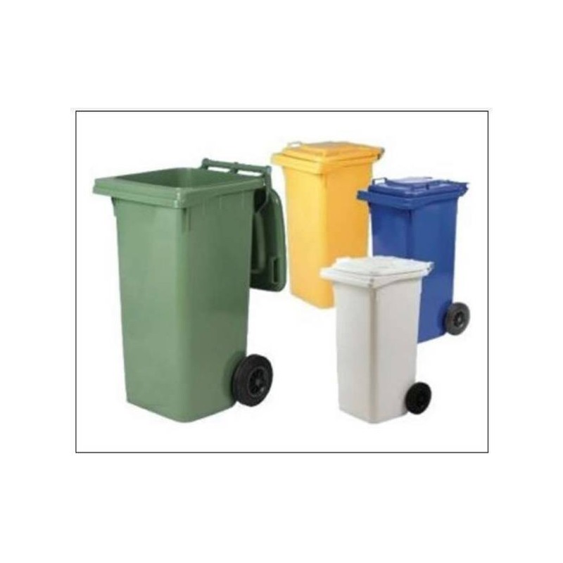 BIDONE 120lt CON RUOTE E PEDALE BLU