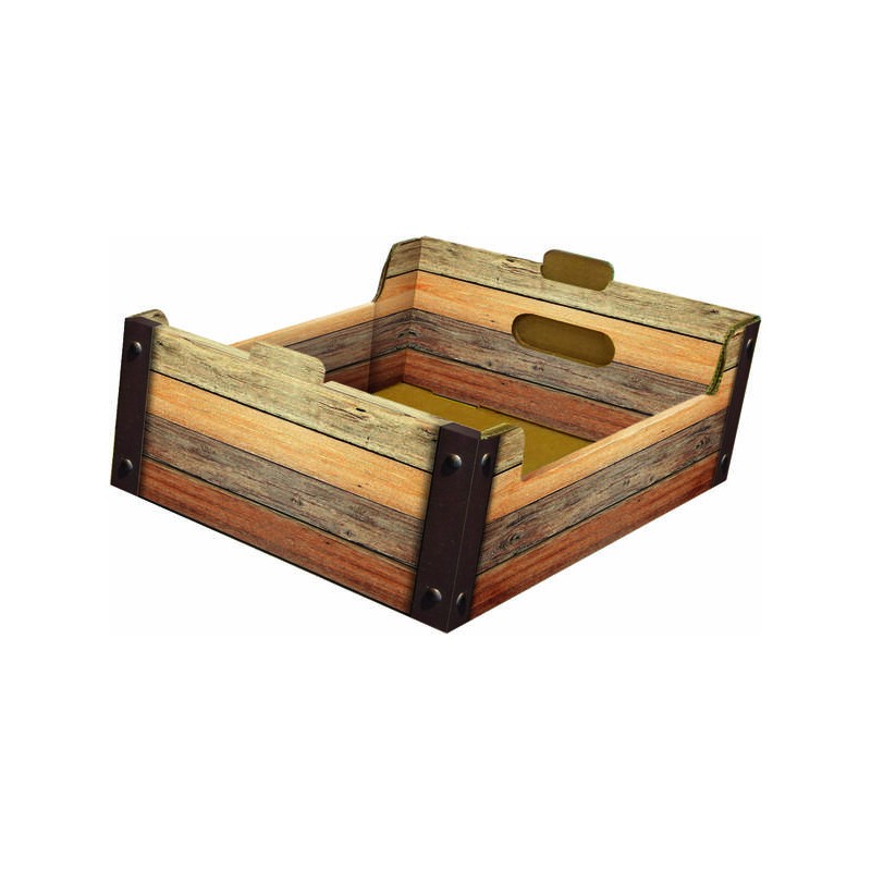CASSETTINA CARTONE FINTO LEGNO 35,5x24x12,5cm ROVERE