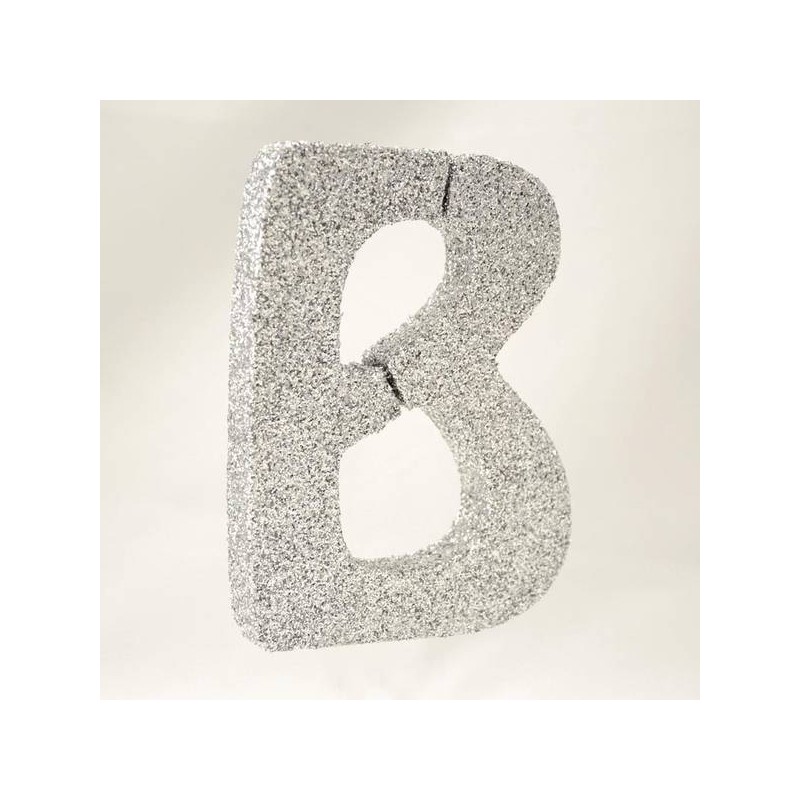 LETTERA POLISTIROLO GLITTER ARGENTO mm120x90 B