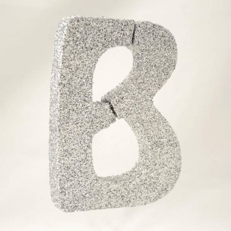 LETTERA POLISTIROLO GLITTER ARGENTO mm120x90 B