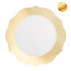 SOTTOPIATTI LIBERTY ø33cm BIANCO BORDO ORO METAL 4pz