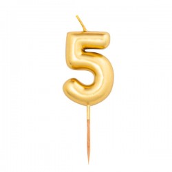CANDELINA NUMERO 5 METAL ORO 8cm
