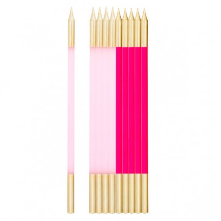 CANDELINE STELO ORO FUCSIA/ROSA 15,5cm 10pz