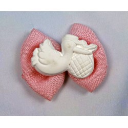APPLICAZIONE PAPILLON TESSUTO COL.ROSA C/CICOGNA GESSO 12pz