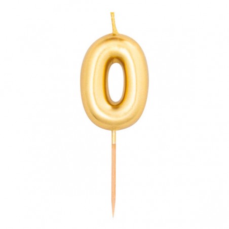 CANDELINA NUMERO 0 METAL ORO 8cm