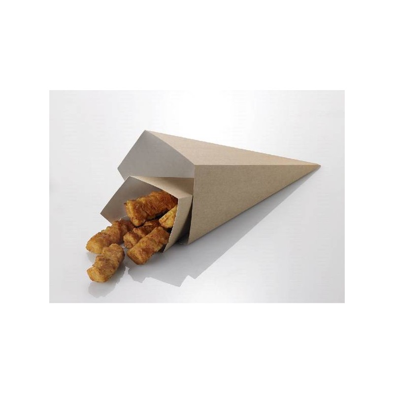 CONO DA FRITTI KRAFT/PE AVANA/BIANCO 9,5x9,5x22,5cm 50pz