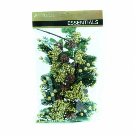 PICKS PIGNE E BACCHE 17cm GLITTER ORO IN BUSTA 12pz