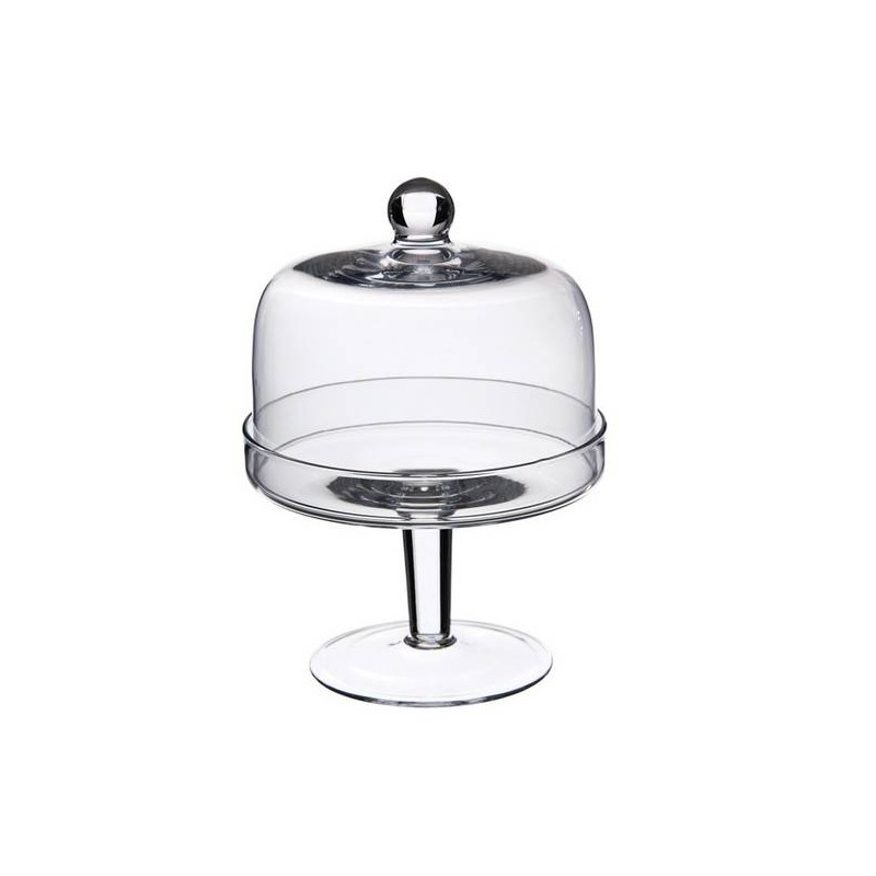 PORTATORTA ALZATA VETRO C/COPERCHIO H23cm ø16,5