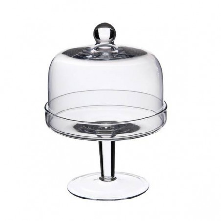 PORTATORTA ALZATA VETRO C/COPERCHIO H23cm ø16,5