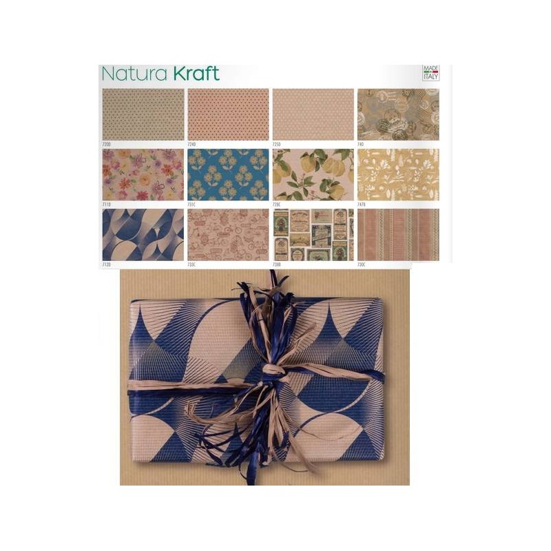 CARTA REGALO ROTOLO NATURA KRAFT 0,7x2mt ASS.TA