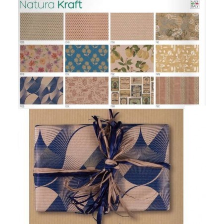 CARTA REGALO ROTOLO NATURA KRAFT 0,7x2mt ASS.TA