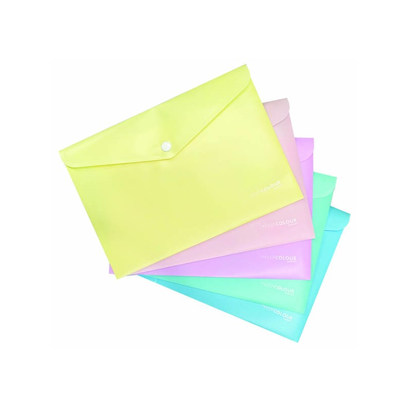 BUSTE C/BOTTONE A4 33x23,8cm 5pz KEEP COLOUR PASTEL ARDA