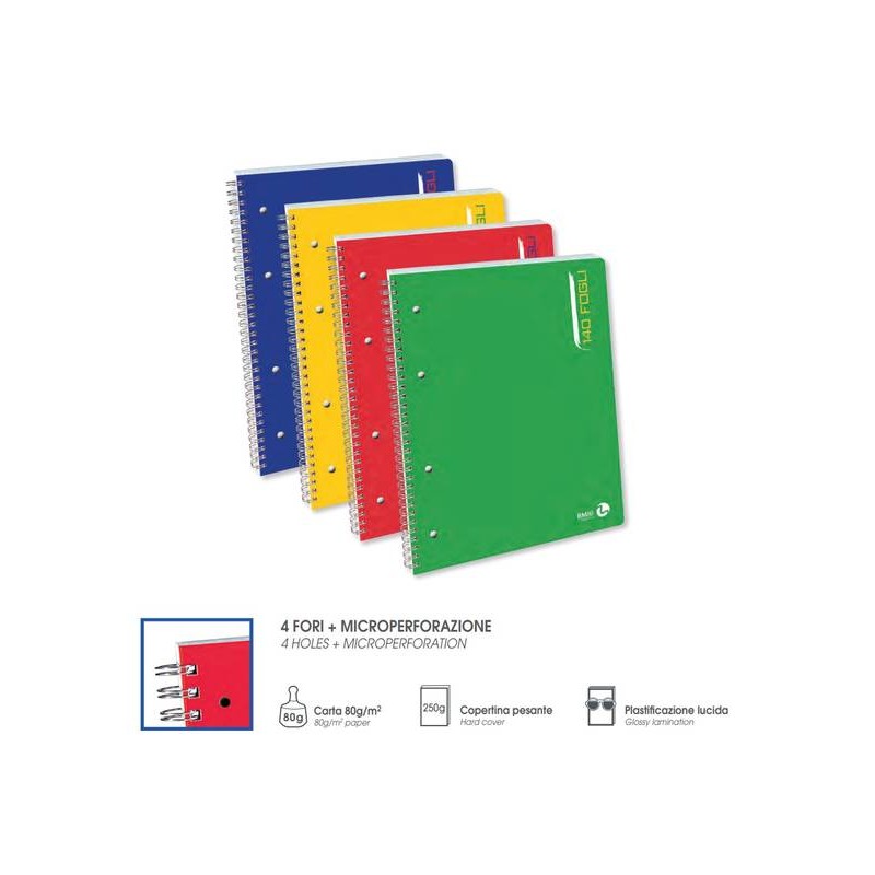 QUADERNO SPIRALATO MAXI 140fg 70gr RIG. 5mm BM