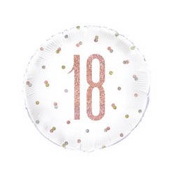 PALLONE FOIL TRASPARENTE 18 ANNI 43cm GLITZ ROSE GOLD