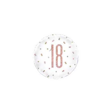 PALLONE FOIL TRASPARENTE 18 ANNI 43cm GLITZ ROSE GOLD